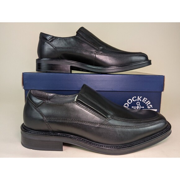 Dockers Shoes Mens 9.5 M Proposal Bike Toe Loafers Black Leather Slip On NEW main image 7